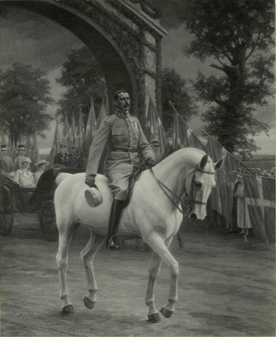 Christian X reitet über die Grenze 1920 nach der Wiedervereinigung von Heinrich Dohm